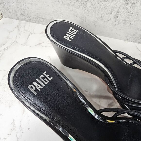 Paige Women Sandals Sydney Knot Wedge Strappy Square Open Toe Slip On Black 10 - Picture 8 of 9